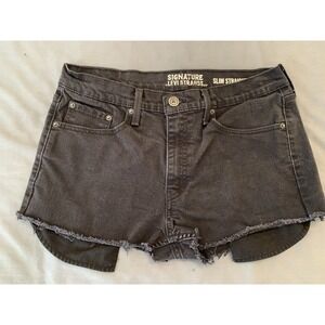 Levi's Black Denim Cut Off Shorts Woman's 32x1.5 Fit Stretchy Beach  Cheeky‎
